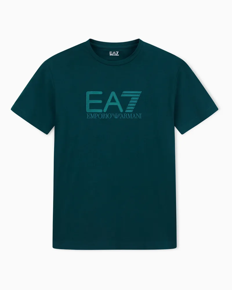 EA7 Visibility Kurzarm-T-Shirt aus Baumwoll-Stretchjersey Grün