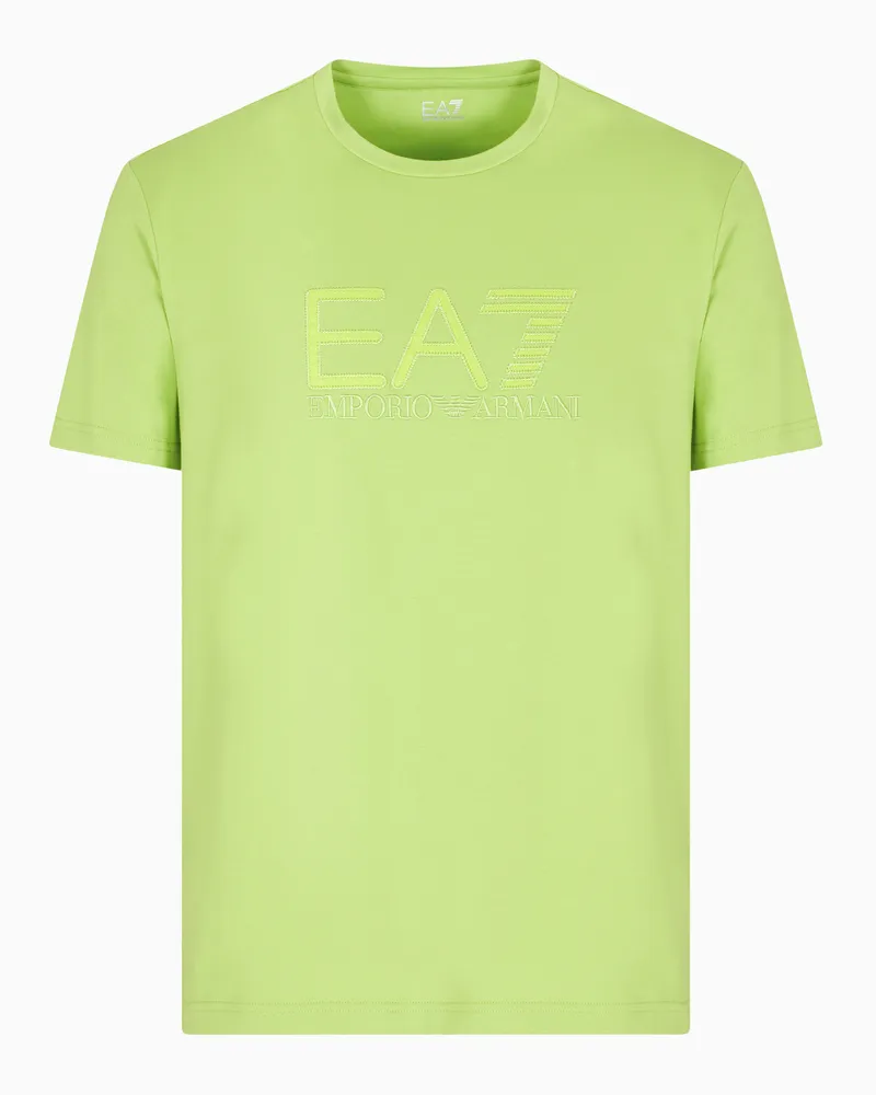 EA7 Visibility Kurzarm-T-Shirt aus Baumwoll-Stretchjersey Grün