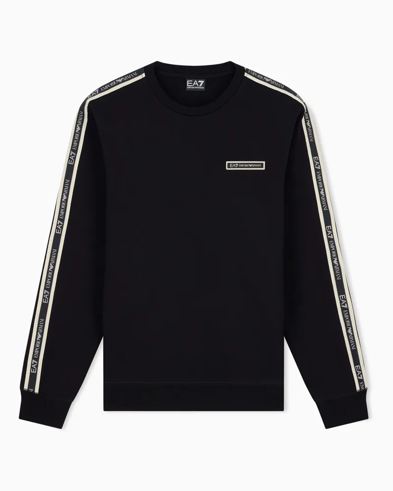 EA7 Sweatshirt Logo Series im Regular Fit aus Baumwolljersey Schwarz