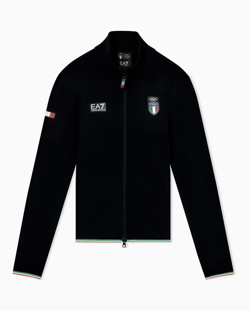 EA7 Powerstretch Skizweatshirt mit Reißverschluss Schwarz