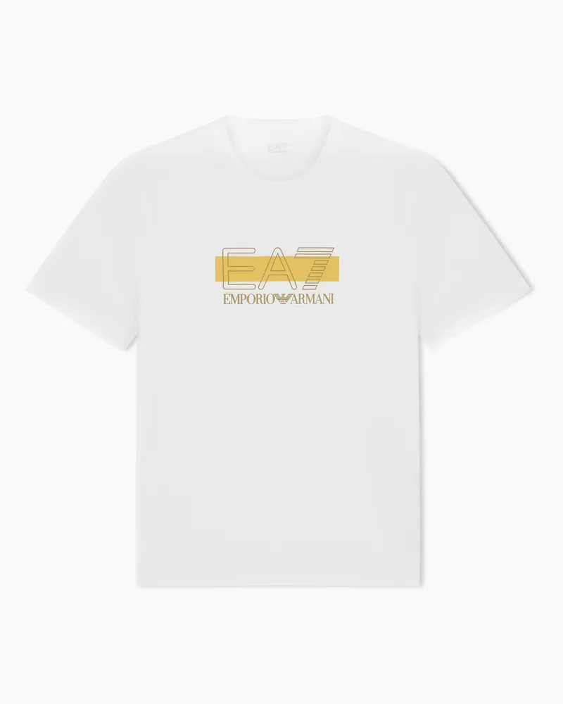EA7 T-Shirt Visibility im Regular Fit aus Baumwolljersey Weiß