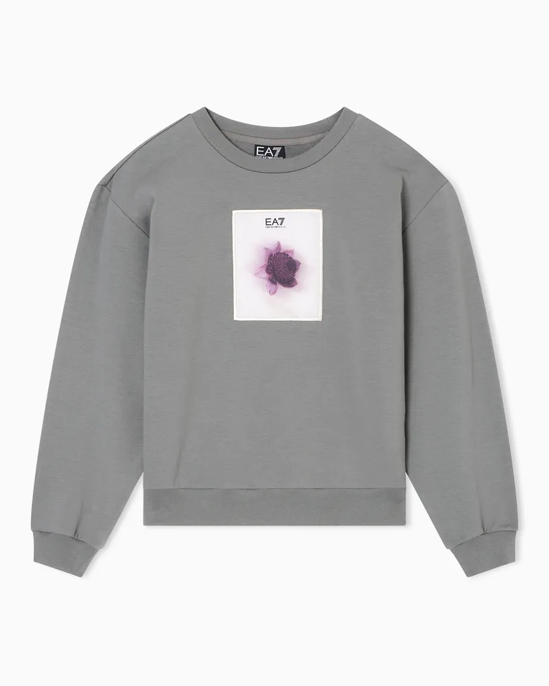 EA7 ASV Logo Series Girl Sweatshirt mit Rundhalsausschnitt aus Bio-Baumwolle 