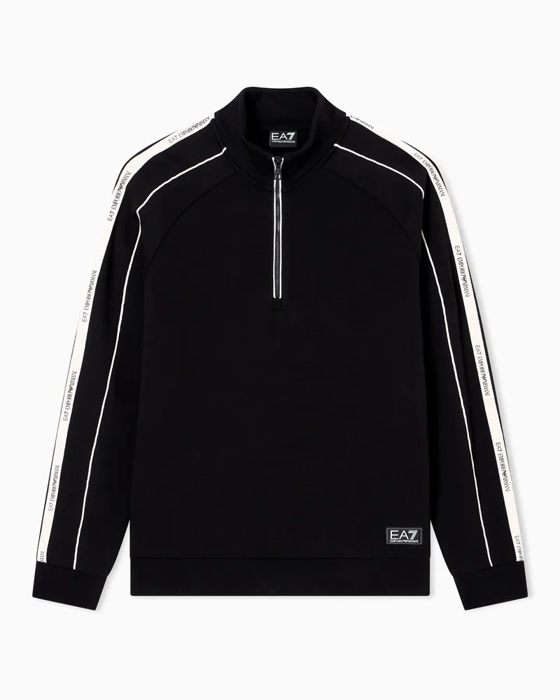 EA7 Logo Series Sweatshirt aus Baumwollmischgewebe Schwarz