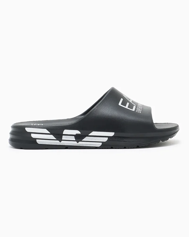 EA7 Crusher Distance Pantoletten mit Maxi-Logo Schwarz