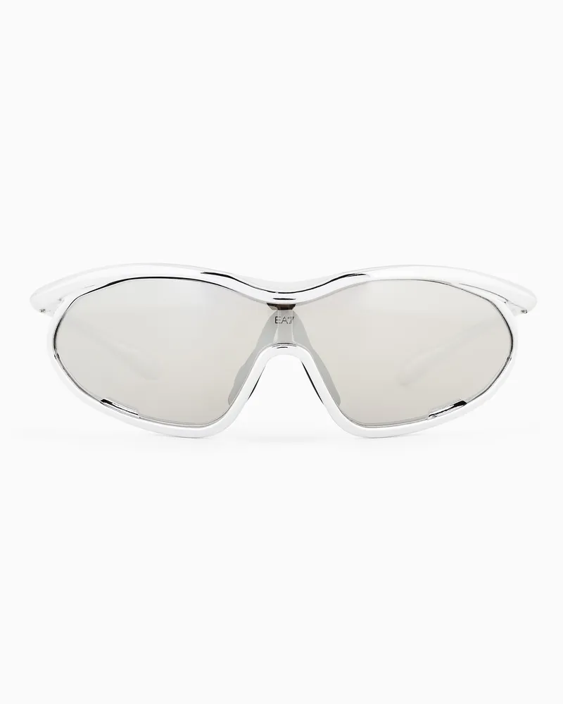 EA7 Sonnenbrille in unregelmäßiger Form Silber