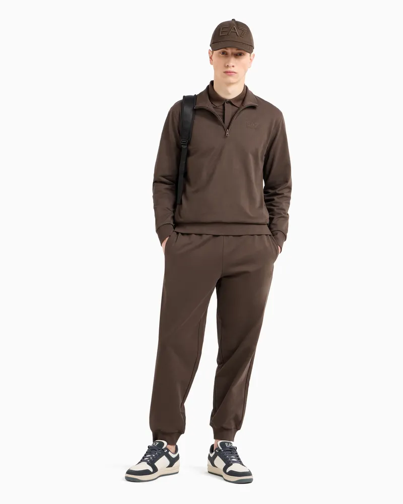 EA7 Visibility Poloshirt aus Baumwollstretch-Jersey Braun