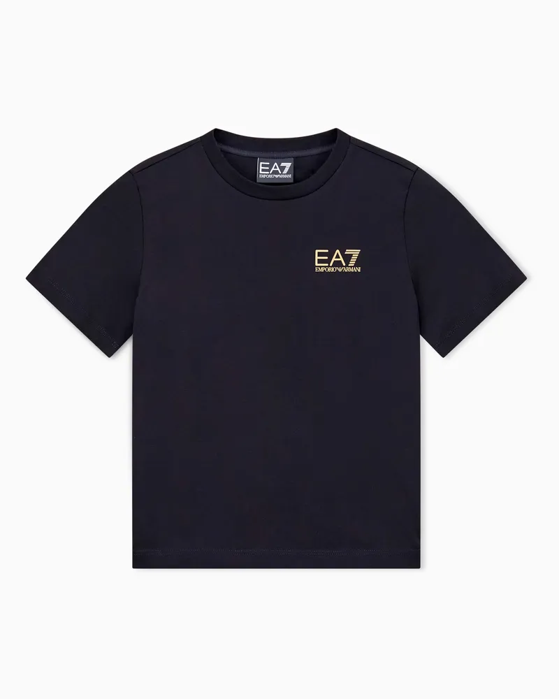 EA7 Core Identity Boy T-Shirt mit Rundhalsausschnitt aus Baumwolle Schwarz