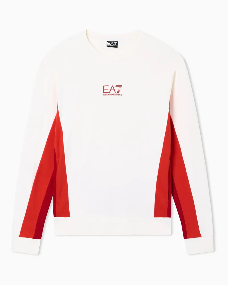 EA7 Summer Block Sweatshirt aus reiner Baumwolle Weiß