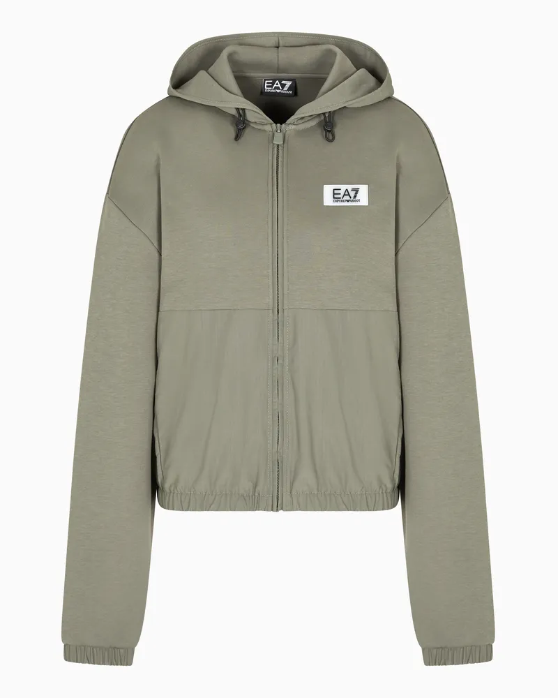 EA7 Contemporary Sport Sweatshirt mit Kapuze und Nylon-Einsätzen Grün