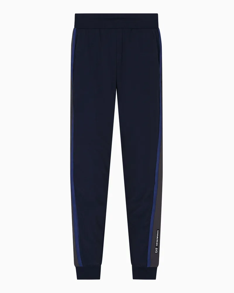 EA7 Athletic Colour Block Jogginghose aus einer Nylon-Viskose-Mischung Marineblau