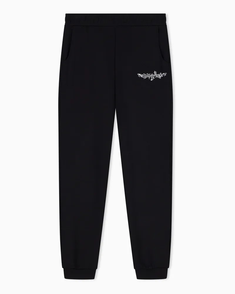EA7 Trainingshose Logo Series aus Jersey mit Strassdetails Schwarz