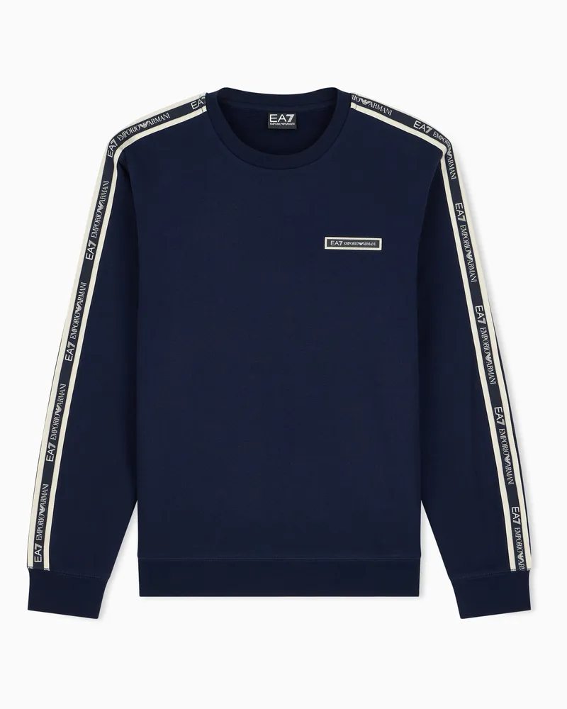 EA7 Sweatshirt Logo Series im Regular Fit aus Baumwolljersey Marineblau