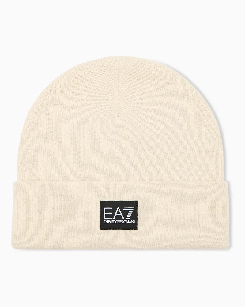 EA7 Beanie Unisex mit normaler Passform aus Strick Beige