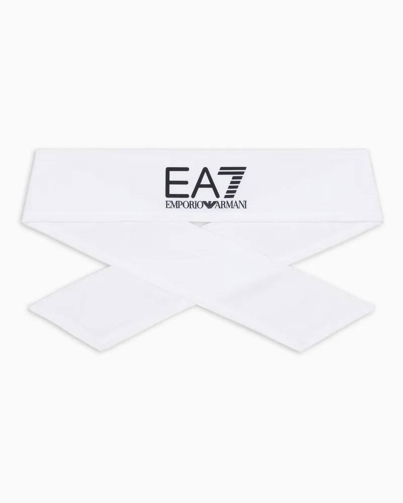 EA7 Tennis Pro Stirnband aus Baumwollmischung Weiß