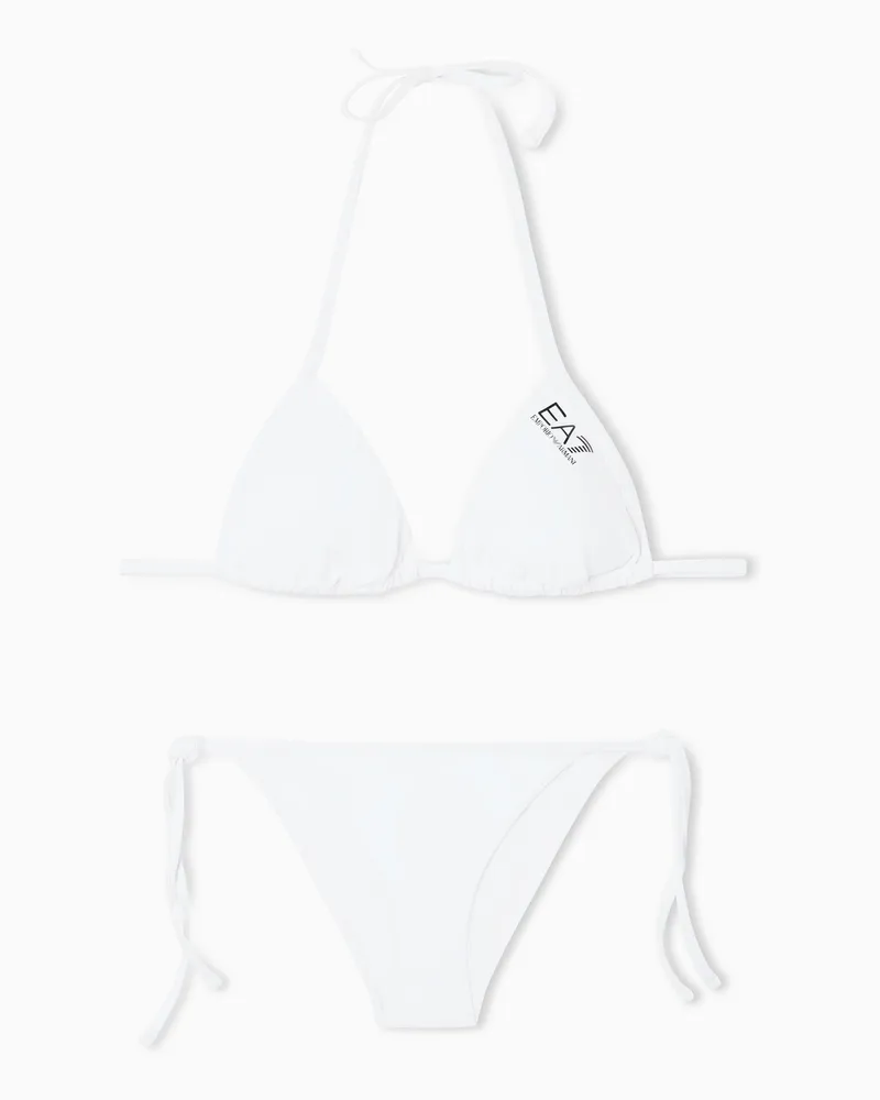 EA7 Triangel-Bikini mit Logo Weiß
