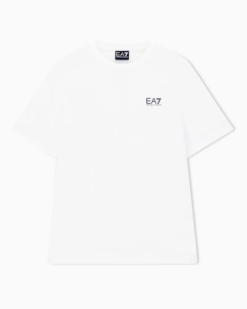 EA7 Logo Series T-Shirt aus Baumwoll-Jersey Weiß