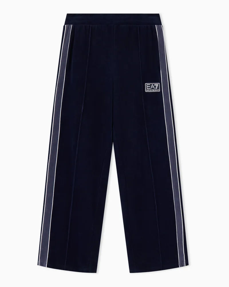 EA7 Hose Tennis Club im Regular Fit aus Baumwollvelours Marineblau