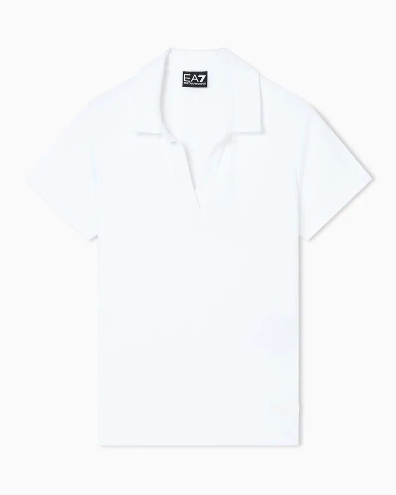 EA7 Polo-T-Shirt aus Viskose-Jerseystretch Weiß