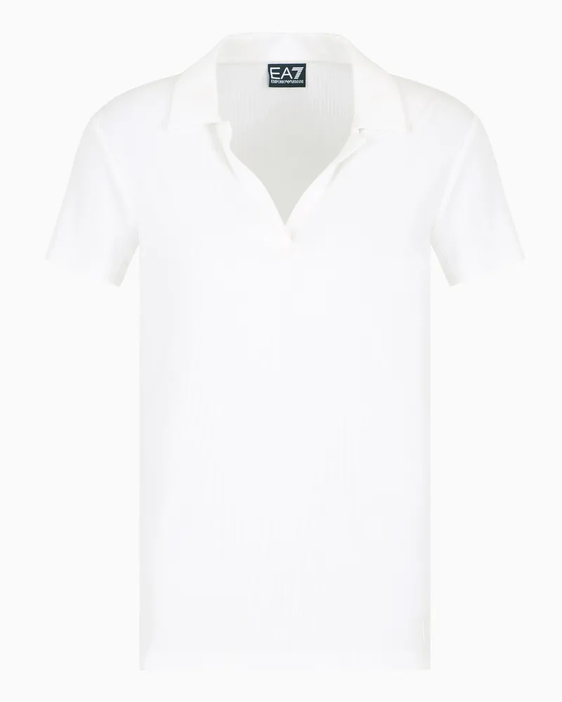 EA7 Costa Smeralda Polo-T-Shirt aus Viskose-Jerseystretch Weiß
