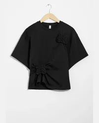 & Other Stories T-Shirt mit Blumenapplikation - Schwarz Schwarz