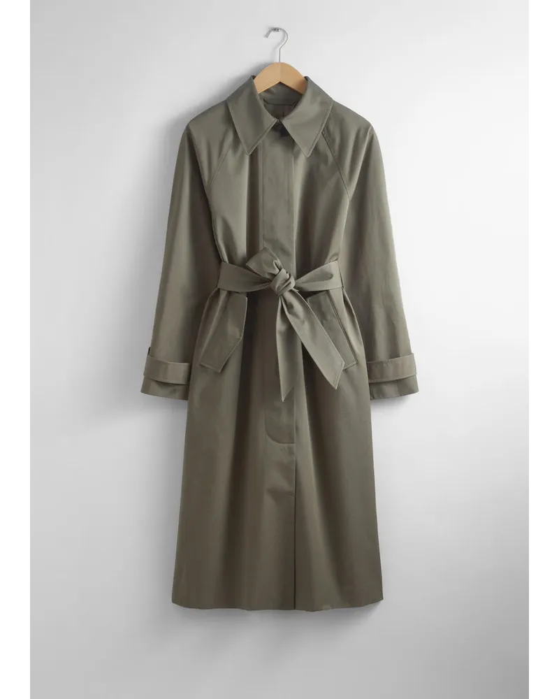 & Other Stories Einreihiger Trenchcoat - Grün Khaki