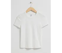 Geripptes Crop-T-Shirt - Weiß