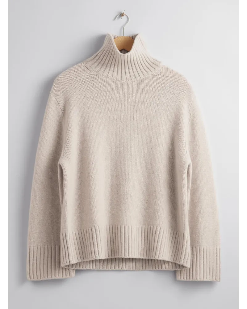 & Other Stories Pullover Aus Kaschmir-Mix mit Stehkragen - Beige Beige