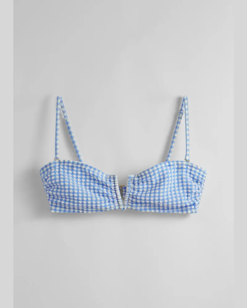 & Other Stories Bandeau-Bikinioberteil - Blau Weiß Vichy-muster