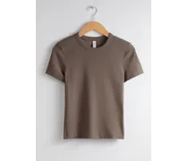 Geripptes Crop-T-Shirt - Braun