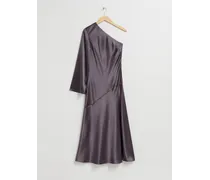 Asymmetrisches Schulterfreies Kleid - Lila