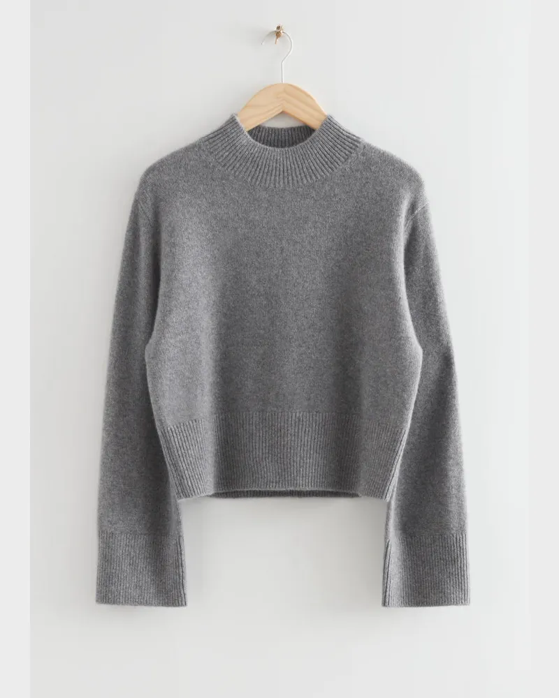 & Other Stories Locker Geschnittener Kaschmirpullover - Grau Dunkelgrau