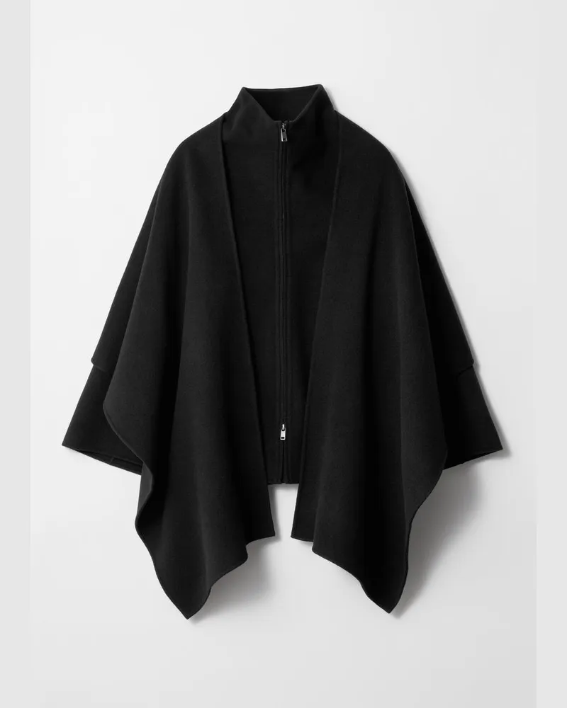 & Other Stories Asymmetrisches Cape Aus Woll-Mix - Schwarz Schwarz