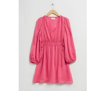 Kleid mit V-Ausschnitt Und Kordelzug - Rosa