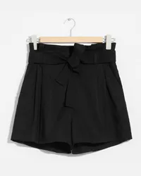 & Other Stories Paperbag-Shorts Aus Leinen-Mix - Schwarz Schwarz