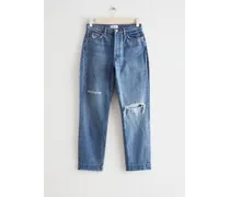 Schmal Zulaufende Jeans mit Mittelhohem Bund - Blau