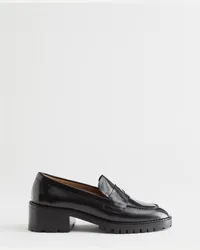 & Other Stories Pennyloafer Aus Leder mit Absatz - Schwarz Schwarz