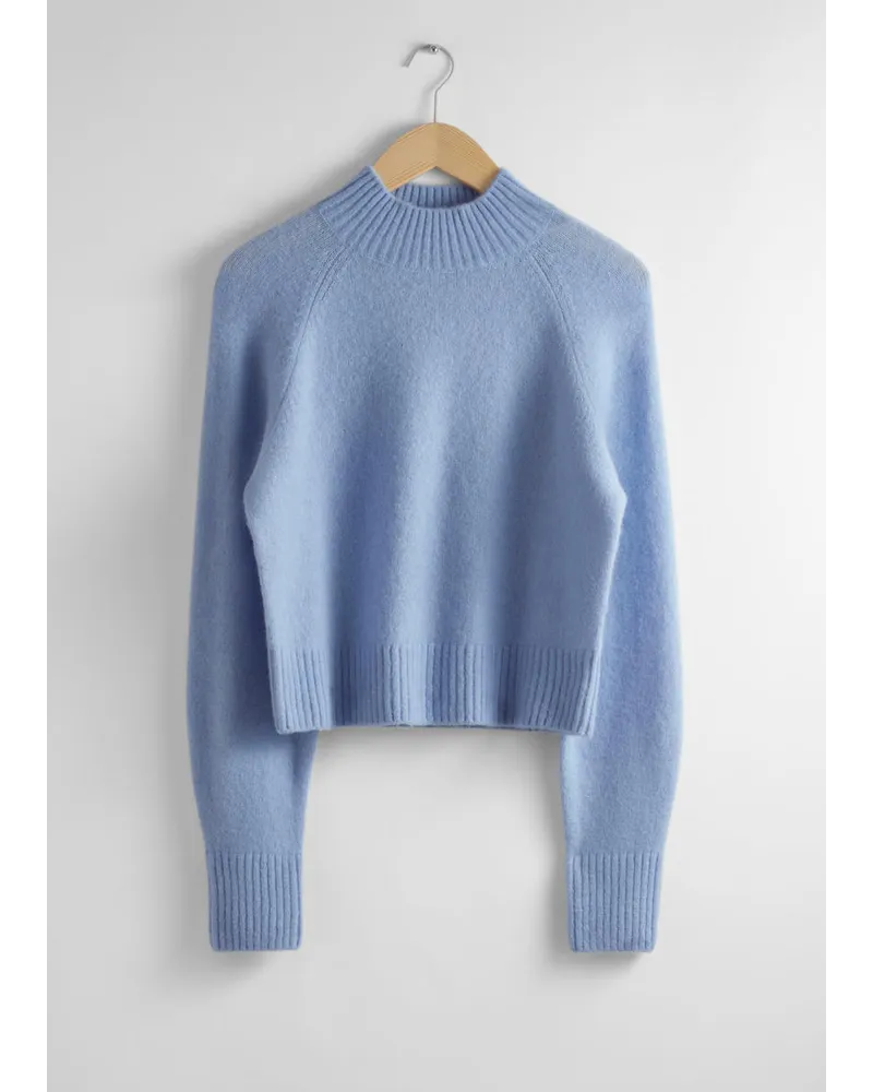 & Other Stories Wollpullover mit Stehkragen - Blau Hellblau