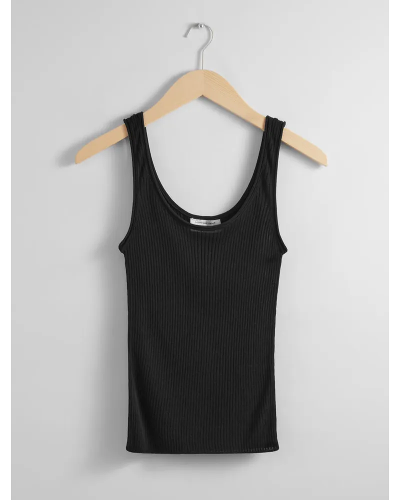 & Other Stories Rippstrick-Tanktop - Schwarz Schwarz