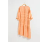 Asymmetrisches Lockeres Kleid mit Raffungen - Orange