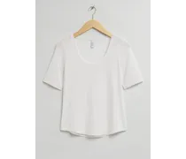 T-Shirt mit Tiefem Ausschnitt - Weiß