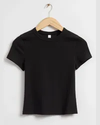 & Other Stories Geripptes Crop-T-Shirt - Schwarz Schwarze