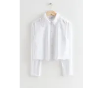 Verkürztes Hemd mit Blumenstickerei - Weiß