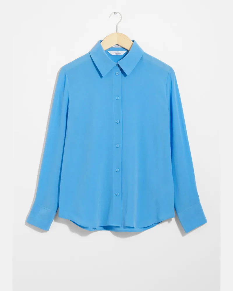 & Other Stories Seidenbluse - Blau Hellblau