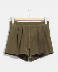 & Other Stories Shorts Aus Veloursleder - Grün Khaki