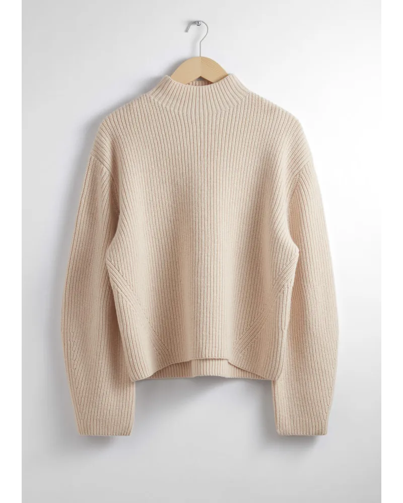 & Other Stories Pullover Aus Merinowolle mit Stehkragen - Weiß Creme