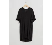 Drapiertes Kleid mit V-Ausschnitt - Schwarz