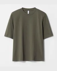 & Other Stories T-Shirt Aus Baumwolle mit Gepolsterten Schultern - Grün Khaki