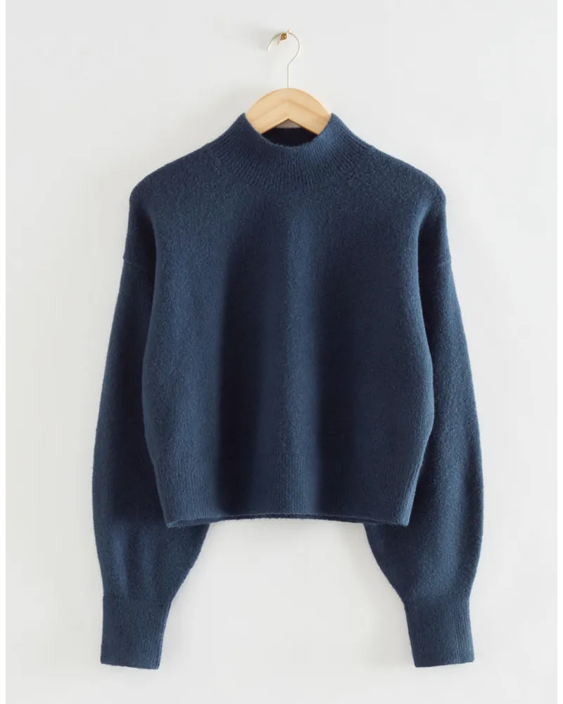 & Other Stories Pullover mit Stehkragen - Blau Dunkelblaue