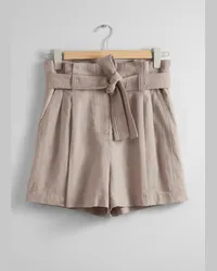 & Other Stories Paperbag-Shorts Aus Leinen-Mix - Beige Beige