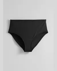 & Other Stories Gerippte Bikinihose mit Hohem Bund - Schwarz Schwarz